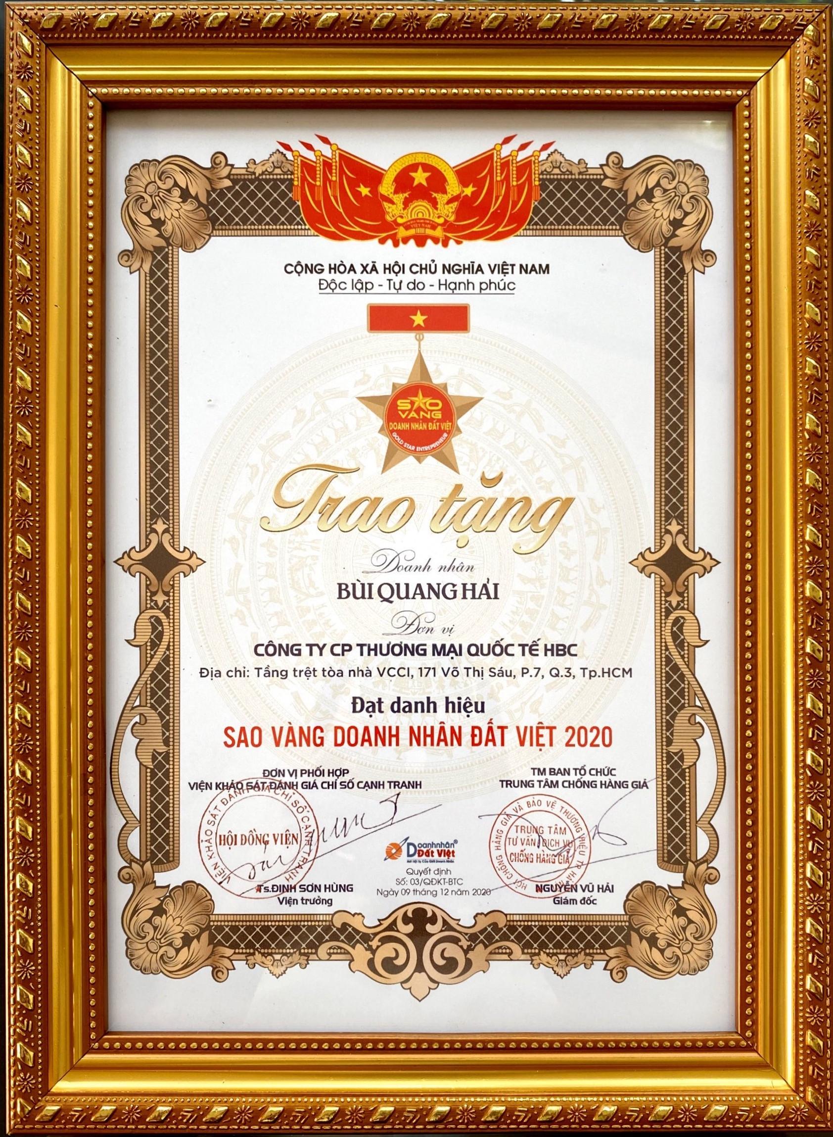 'Sao Vàng Doanh Nhân Đất Việt' vinh danh Tổng giám đốc Công ty HBC - Ảnh 3.