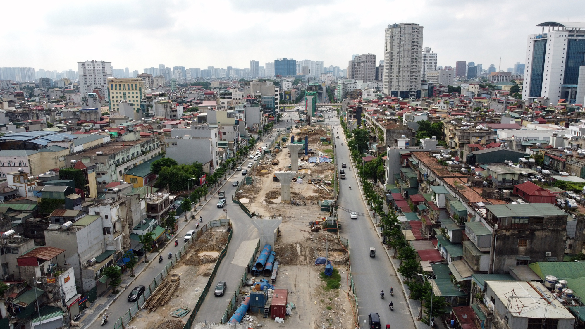 Hình ảnh dự án giao thông trọng điểm của Hà Nội thi công khi giãn cách xã hội - Ảnh 9.