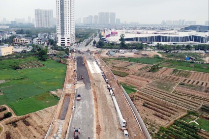 Hình ảnh đường đang mở nối Tây Mỗ - Đại Mỗ sang Aeon Mall Hà Đông