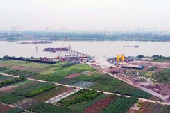 Hình ảnh cầu kết nối Hà Nội - Hưng Yên sau gần một năm khởi công