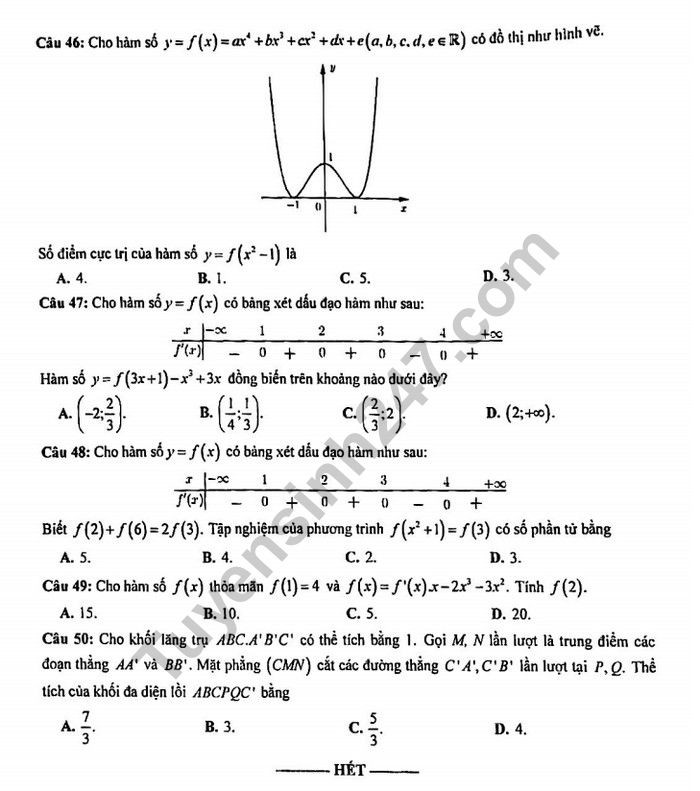 Đề thi thử THPT quốc gia 2019 môn Toán trường THPT Ngô Quyền lần 4 - Ảnh 6.