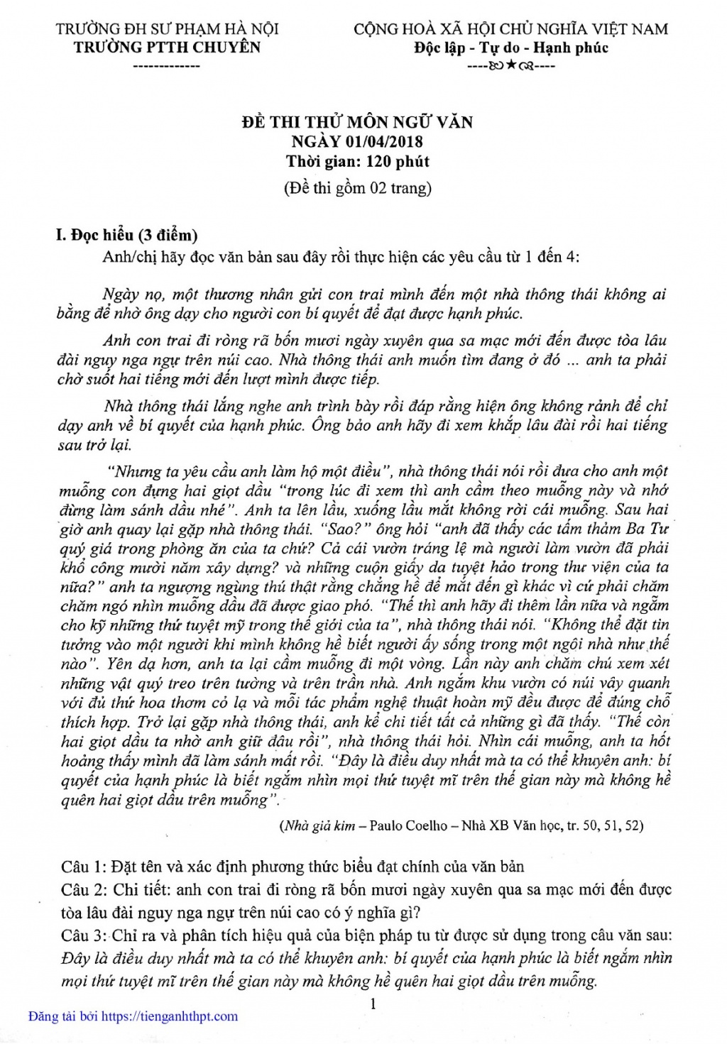 giai chi tiet de thi thu thpt quoc gia 2018 mon van lan 2 thpt chuyen su pham
