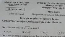 Đáp án kì thi tuyển sinh lớp 10 môn Toán sở GD&ĐT Cần Thơ