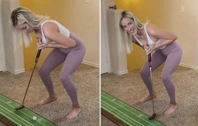 Nữ golf thủ dùng ngực đánh Golf gây sốt cộng đồng mạng