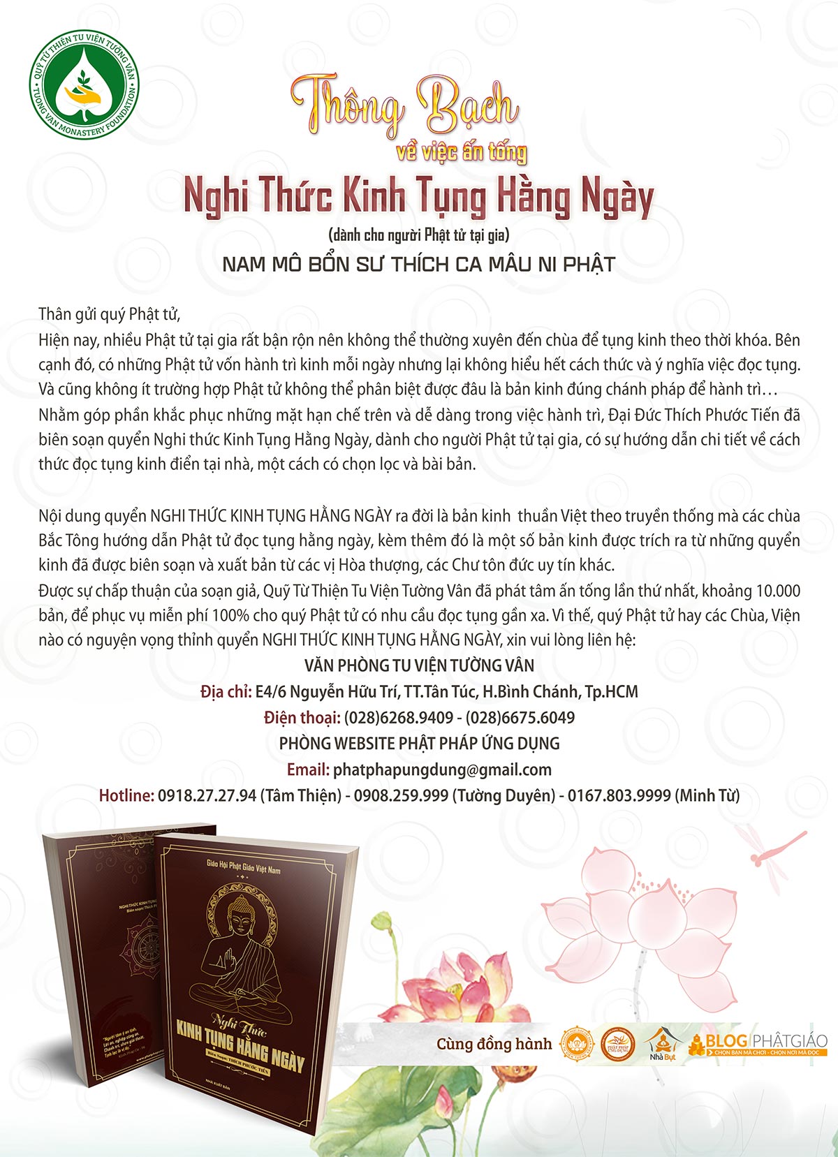 Thông Bạch việc Ấn tống KINH TỤNG HẰNG NGÀY (dành cho Phật tử tại gia)